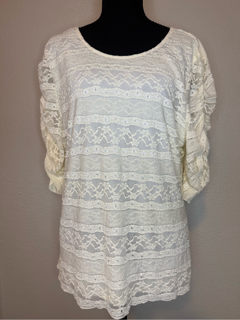American Rag Ivory Lace Scoop Neck Top